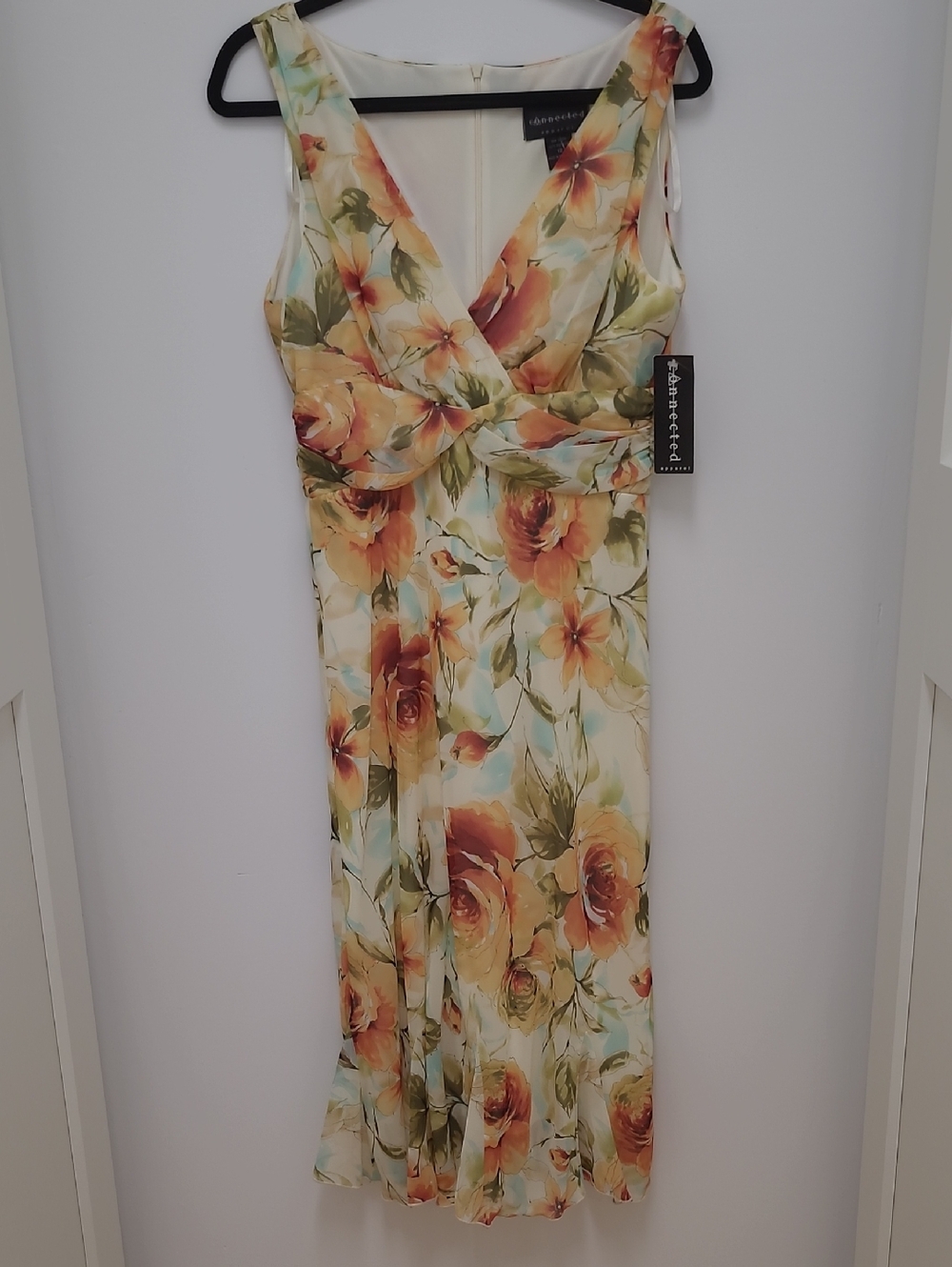 Yellow Multi Floral Twist-Front Chiffon Maxi Dress
